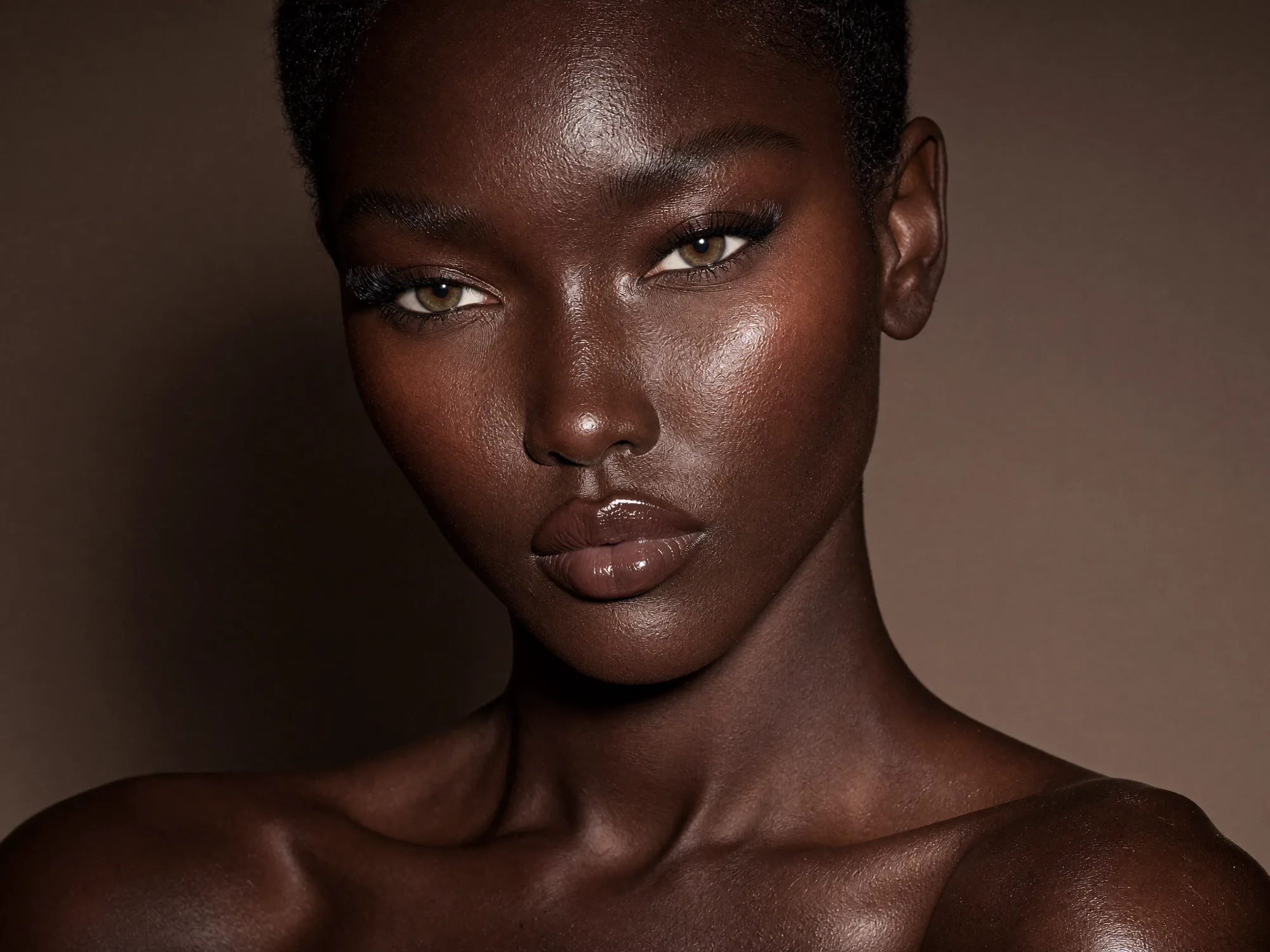 A close beauty portrait in soft natural light